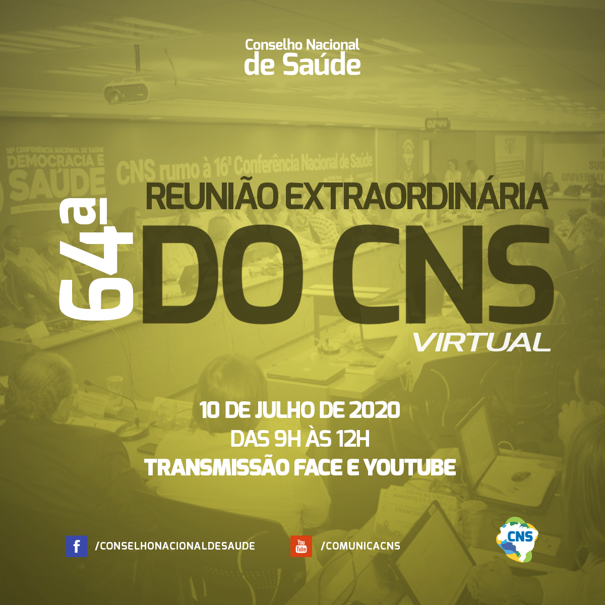 CNS realiza Reunião Extraordinária virtual na sexta-feira, dia 10